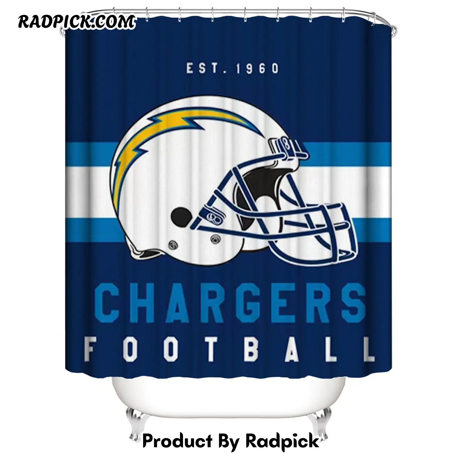 Football team helmet flag los angeles chargers shower curtain rp387898